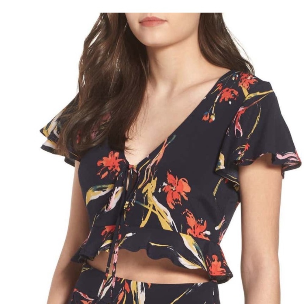 Ruffle Tie Front Crop Top